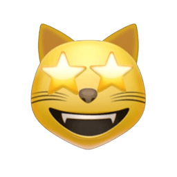 Cat with star eyes and teeth